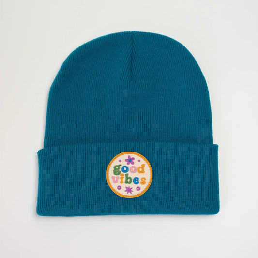 Good Vibes Flowers Glacier Youth/Adult Beanie Fits Ages 5+